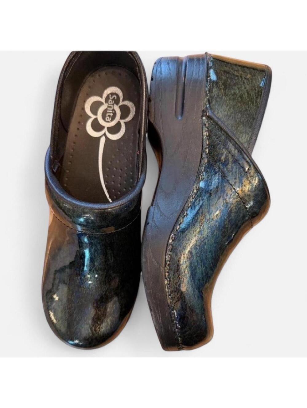 Sanita Women's Black and Blue Clog
